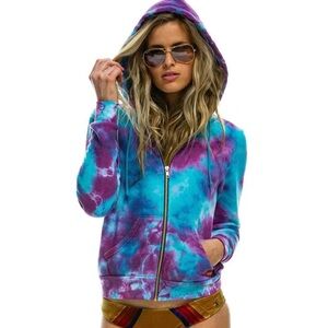 Aviator nation tie dye zip up jacket.
